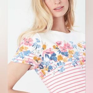 JOULES Rivera Shift Dress in Cream & Pink with Stripes